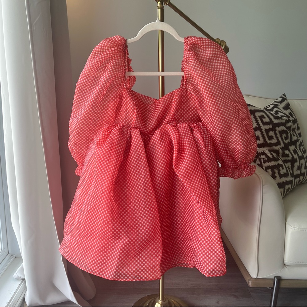 Selkie Gingham Puff Sleeve Dress